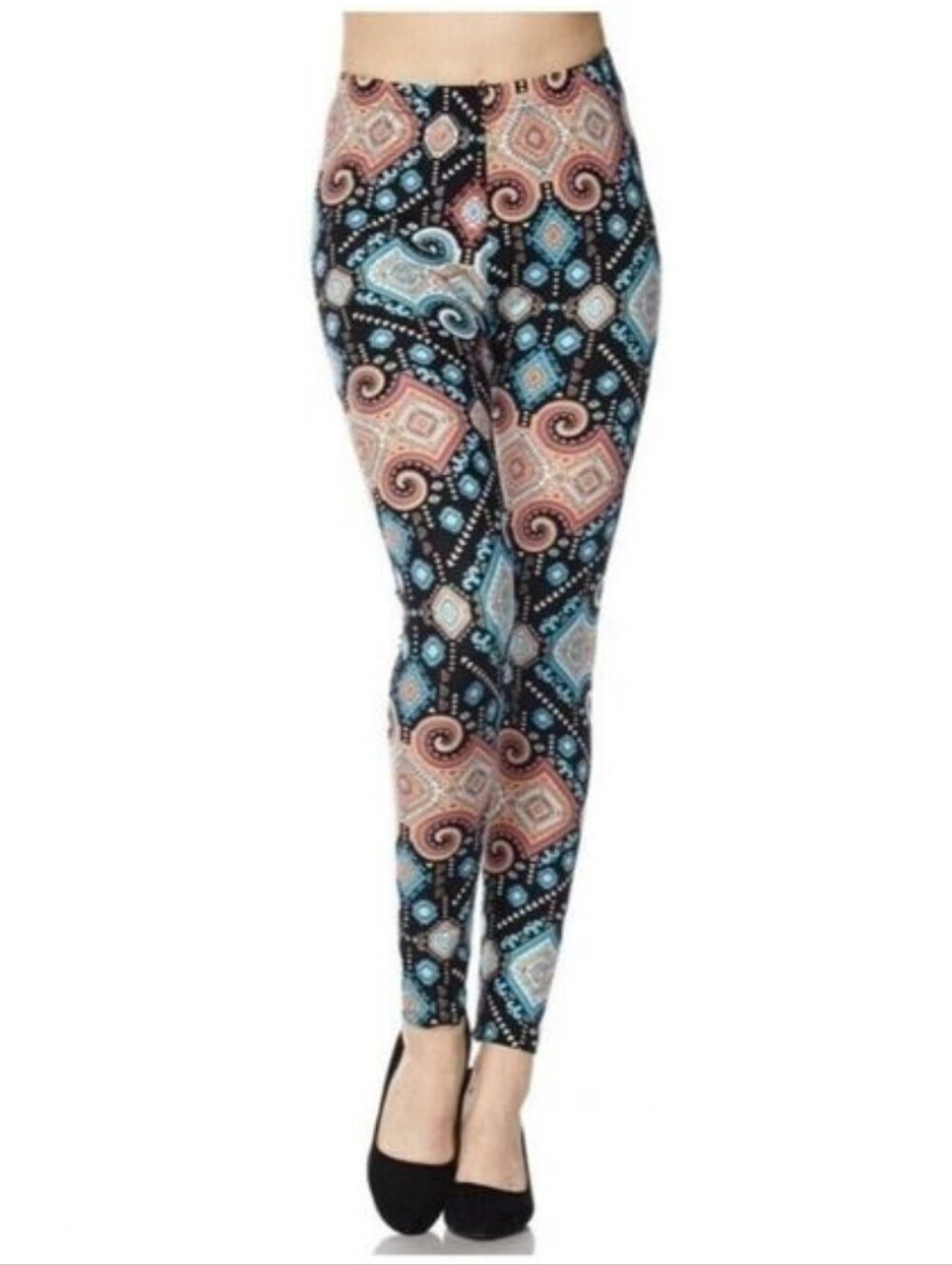 LEGGINGS DEPOT multi Colored Abstract Full Length Leggings Size 10 NWT